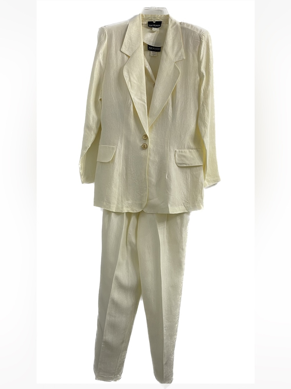 Cream Satin 3-Piece Blazer*Vest*Pants     Size M